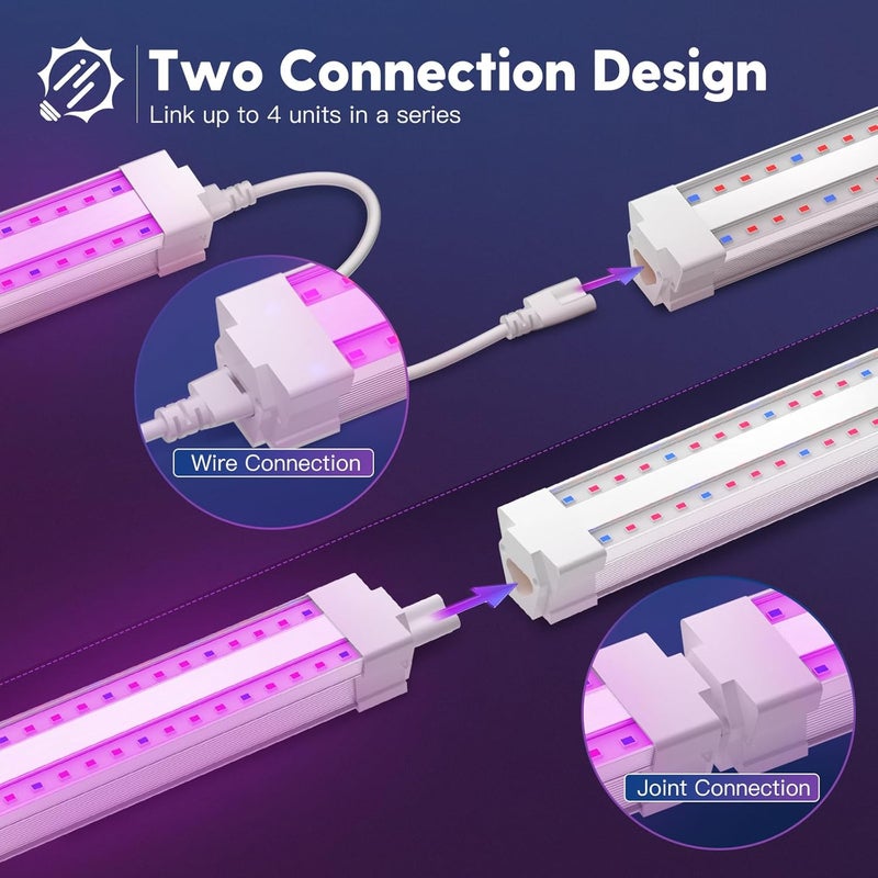 FREELICHT 4 Pack 4FT LED Grow Light, 40W (250W Equivalent), Red Blue (660nm+460nm) Full Spectrum Grow Light for Indoor Plants, Linkable Plug in Plant Growing Lamps for Hydroponic Seeding Veg Flower - Image 5